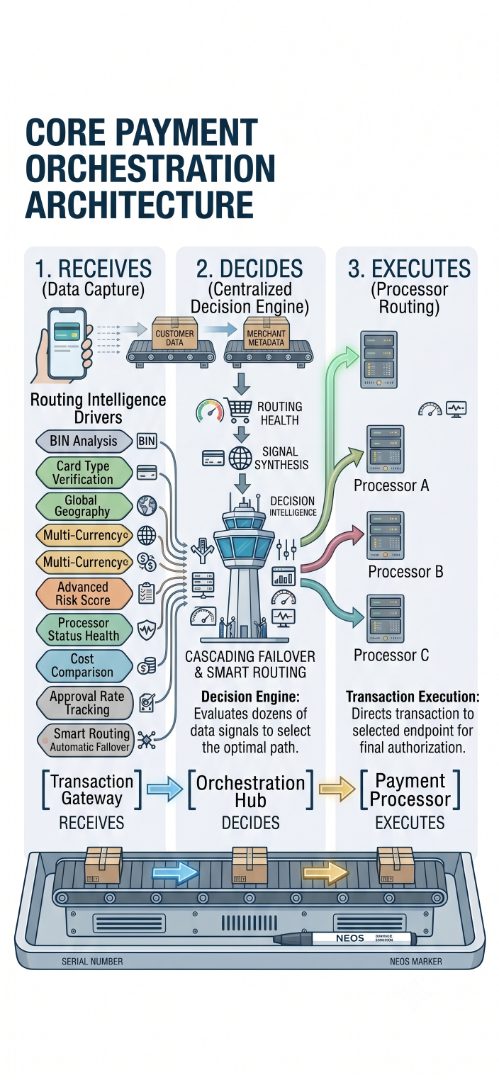 Infographic visualization of a Payment Orchestration Control Tower
